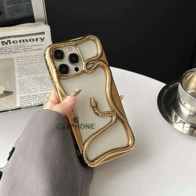 Luxury Gold 3D Snake Embossed iPhone Soft Case with Electroplated Glossy Finish_img_2