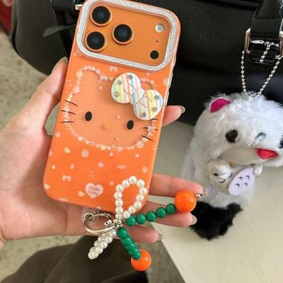 Premium Hello Kitty 3D Bow Case with Pearl Bracelet & Cherry Charm_img_0