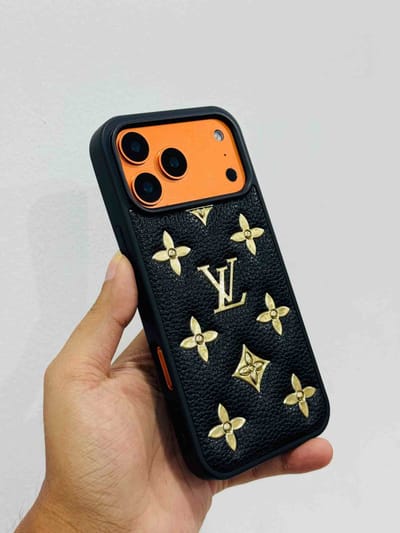LV Monogram Royalty in Black & Gold with Bold Orange Flair Case_img_0