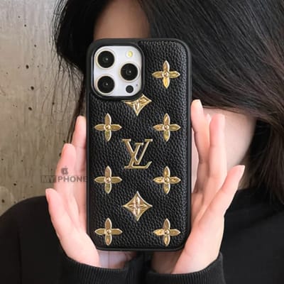 LV Monogram Royalty in Black & Gold with Bold Orange Flair Case_img_3