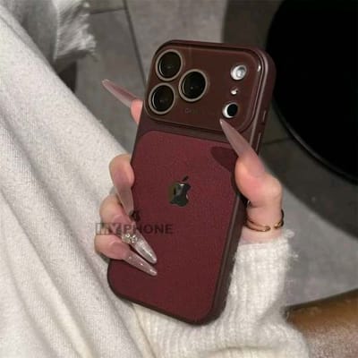 Luxury Wine Red Leather Texture iPhone Case with Full Camera Protection – Case Aito Edition_img_5
