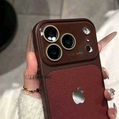 Luxury Wine Red Leather Texture iPhone Case with Full Camera Protection – Case Aito Edition_img_2