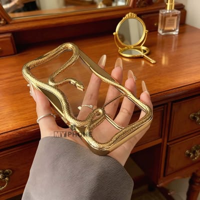 Luxury Gold 3D Snake Embossed iPhone Soft Case with Electroplated Glossy Finish_img_8