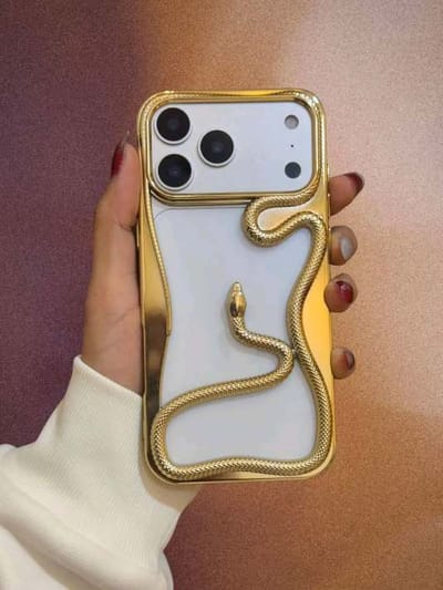 Luxury Gold 3D Snake Embossed iPhone Soft Case with Electroplated Glossy Finish_img_4