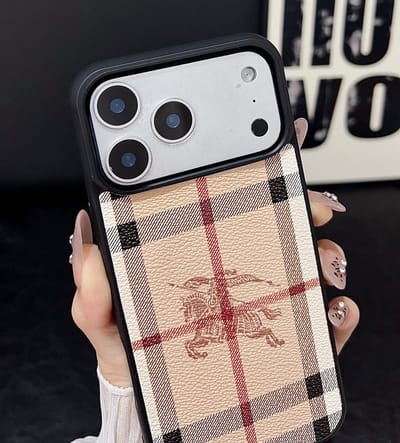 Premium Leather Finish Vintage Check Pattern iPhone Case_img_1
