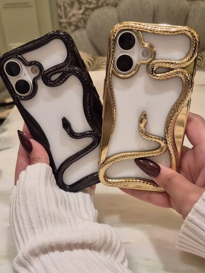Luxury Gold 3D Snake Embossed iPhone Soft Case with Electroplated Glossy Finish_img_9
